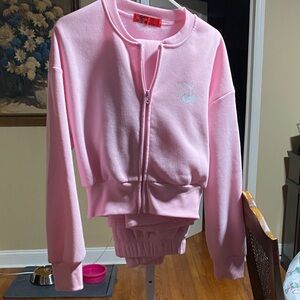 Pink Zip-Up cherry sweatsuit